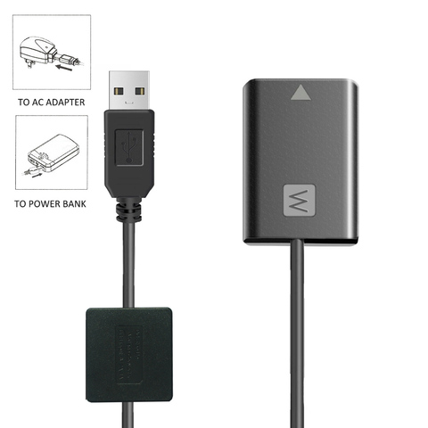 DC Power AC Adapter AC-PW20E para Sony a3000 a5000 a5100 a6000 a6300 a6400 a6500 a7r a7m2 a7rm2 a7s a7sm2 batería simulada de la cámara ► Foto 1/6