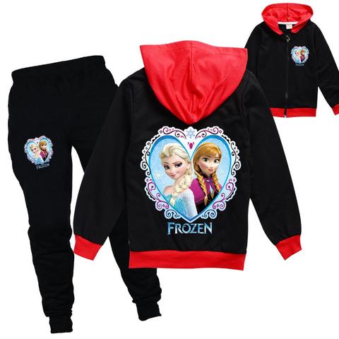 Ropa de Elsa de dibujos animados de Disney para niñas, sudaderas + trajes con pantalones largos, conjunto de ropa para niños, Boutique de Frozen de Navidad ► Foto 1/6