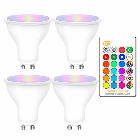 Bombillas LED RGB GU10, 8W, GU10, RGBW, RGBWW, lámpara blanca/blanca cálida, GU 10 con 16 colores, función de memoria de Control remoto IR, 4 Uds. ► Foto 1/1