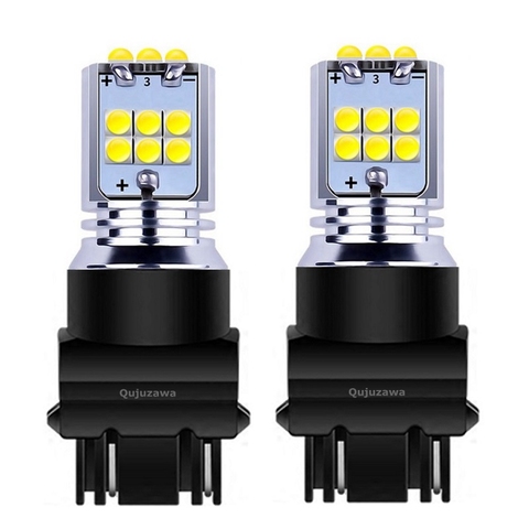 2 piezas T25 3157, 3156, 3057, 3457, 4157 P27/7 W P27W Super brillante 1800LM LED COCHE reverso lámparas luces de circulación diurna bombillas de señal de giro ► Foto 1/5