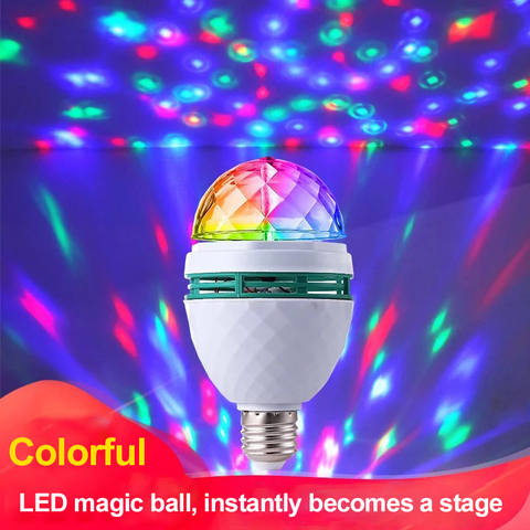 Miniproyector láser de rotación automática para DJ, bombilla LED de colores, luz de escenario, discoteca, fiesta de Navidad, espectáculo de iluminación, E27, B22, E14, bola de cristal RGB ► Foto 1/6