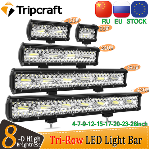 Tripcraft-Barra de luz LED para coche, Tractor, barco, todoterreno, 4x4, camión, SUV, ATV, conducción de 12V y 24V, 3 filas, 4 - 28 pulgadas ► Foto 1/6