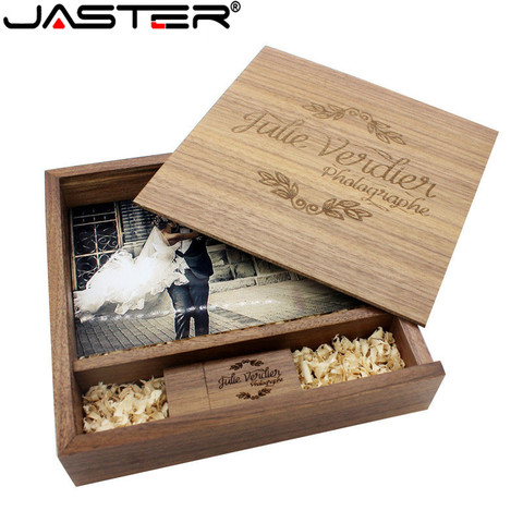 JASTER-álbum de fotos de madera de Arce, memoria usb + caja, Pendrive, 8GB, 16GB, 32GB, 64GB, logotipo de regalo gratis (170x170x35mm) ► Foto 1/6