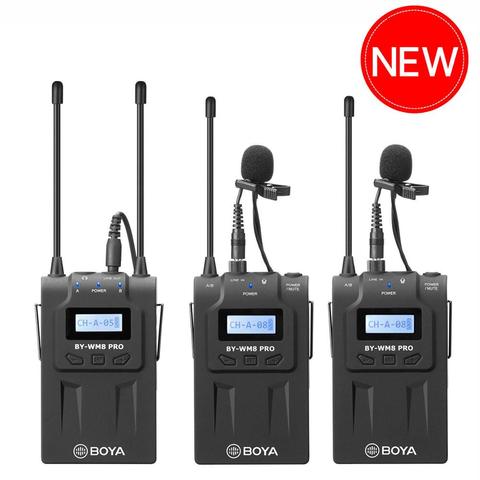 BOYA BY-WM8 Pro UHF inalámbrico Lavalier sistema de micrófono para iPhone 8 Video entrevista transmisión Canon Nikon DSLR Cámara videocámara ► Foto 1/6