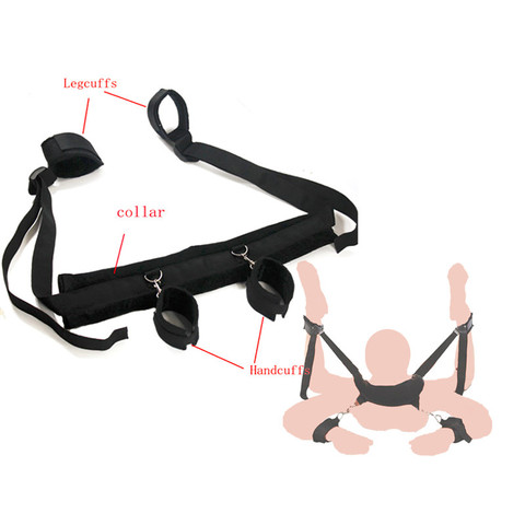 Fetiche BDSM bondage para adultos, esposas para pies, ataduras, vendaje, tirachinas, collar, Juguetes sexuales para parejas, juegos sexuales de Hogtie ► Foto 1/6