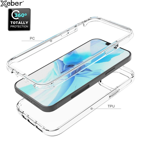 Funda de teléfono de cuerpo completo para iPhone, carcasa trasera y delantera 360 para iPhone 11 12 Pro Max 6S 6 8 7 Plus 5 SE 2 12Mini, transparente a prueba de golpes, suave y dura ► Foto 1/6