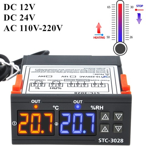 Controlador de humedad y temperatura STC-3028, refrigerador casero, termómetro, higrómetro, interruptor de Control, 220 de descuento, 12V, 24V, 40% V ► Foto 1/6