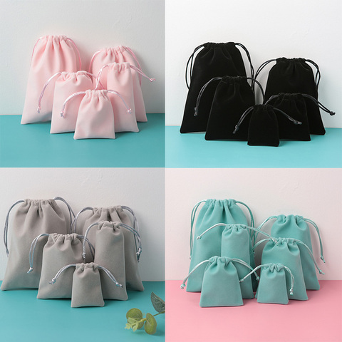 Bolsas de almacenamiento para colores de terciopelo de alta calidad, bolsitas con cordón de Organza para boda, regalo de Navidad, 5 uds. ► Foto 1/6