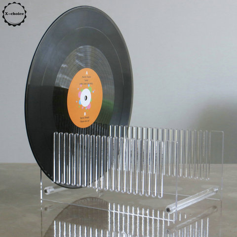 Almacenamiento de discos de vinilo, soporte acrílico transparente de cristal, diseño prémium, almacena y admite hasta 20 álbumes de 12 o 10 pulgadas ► Foto 1/5