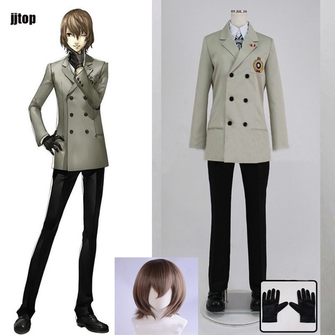 Disfraz de Goro Akechi para Persona 5, uniforme escolar, traje de Cosplay, peluca hecha a medida, P5 ► Foto 1/4