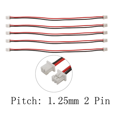 Micro JST-conector de enchufe hembra, 1,25mm, 2 pines, 1,25mm, 2 P, conectores de terminales con Cables de alambre, 10MM, 15MM, 20MM, 30MM ► Foto 1/4