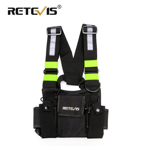 Retevis-Bolso de pecho doble fluorescente para walkie-talkie, bolsa negra para llevar Radio bidireccional, ajustable, longitud del hombro ► Foto 1/6