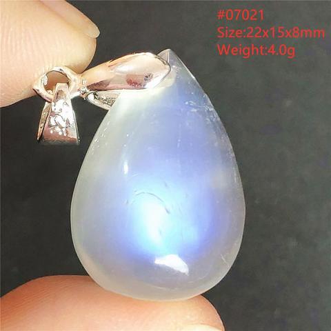 Piedra Lunar Natural de luz azul auténtica para mujer, piedra preciosa transparente, gota de agua colgante, regalo ovalado, curación de cristal AAAAA ► Foto 1/6