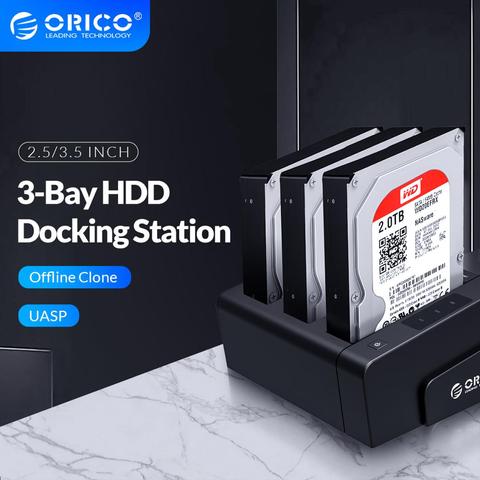 ORICO 3-Bay USB 3,0 HDD estación Dock para 2,5 de 3,5 pulgadas SATA HDD Disco Duro apoyo clon con 12V5A adaptador de corriente apoyo 18TB ► Foto 1/6