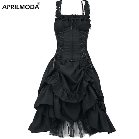 De talla grande 5XL mujeres gótico victoriano vestido Vestidos Retro Palacio de Lolita corte de la princesa de Halloween Punk Cosplay vestido veraniego largo ► Foto 1/6