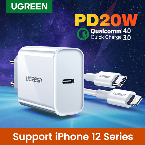 UGREEN-cargador rápido tipo C para iPhone, cargador PD de 20W QC4.0 QC3.0, carga rápida 4,0 3,0 QC para iPhone 12 Pro Xs 8 teléfono Xiaomi ► Foto 1/6