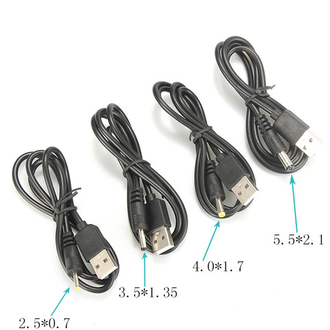 Puerto USB de 80CM a 2,5mm-5,5mm 5V CC conector de barril conector de Cable de alimentación negro para LED/productos electrónicos ► Foto 1/6