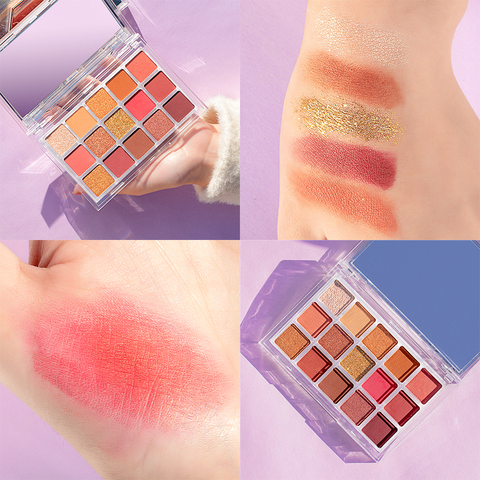 QIBEST-paleta de sombras de ojos, Polvo de pigmento brillante mate, 15 colores, paleta de maquillaje suave y brillante ► Foto 1/6