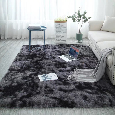 Alfombra nórdica antideslizante y esponjosa para sala de estar/dormitorio, de gran tamaño, color negro, gris, rosa y azul ► Foto 1/6