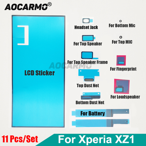 Aocramo-marco frontal adhesivo LCD, pegamento para altavoces, rejilla antipolvo, conjunto completo de pegatinas para SONY Xperia XZ1 G8341 G8342 ► Foto 1/6