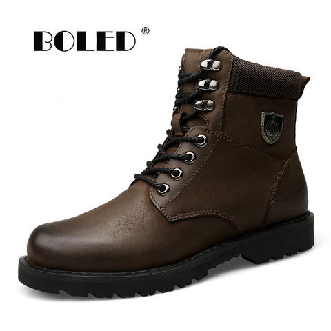 Otoño y el invierno añadir de piel de los hombres botas de calidad superior de los hombres cómodos zapatos de invierno zapatos de cuero Natural impermeables botas para la nieve Dropshipping. Exclusivo. ► Foto 1/6