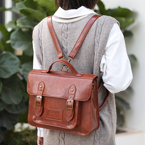 Mochila de piel sintética para mujer, bolso grande multifunción, estilo universitario, para estudiantes, versión coreana, 2022 ► Foto 1/6