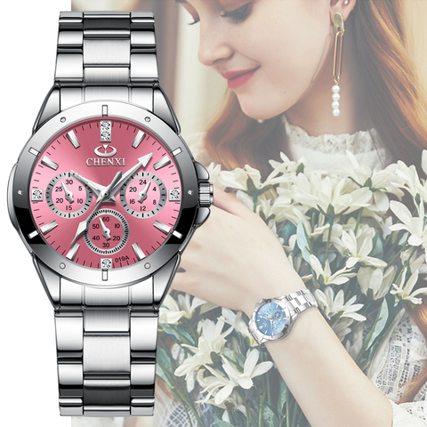 CHENXI 019A relojes de lujo de moda para Mujer relojes de pulsera de cuarzo para Mujer Reloj de esfera de diamantes de imitación de lujo para Mujer ► Foto 1/6