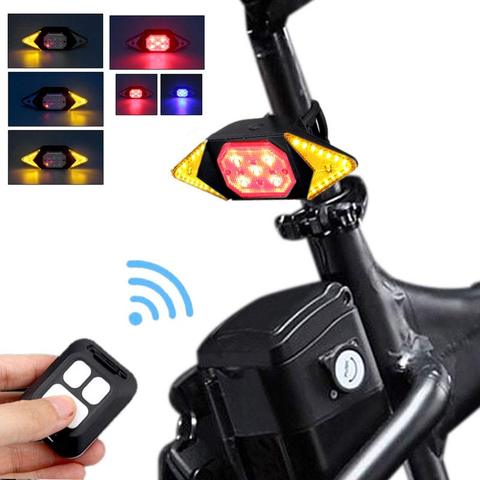Luz trasera inteligente para bicicleta, luz LED de advertencia con Control remoto, recargable vía USB ► Foto 1/6