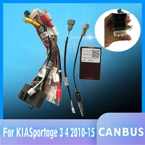 Adaptador y cableado para radio de coche con bus CAN, conector, cables de alimentación y comunicación CANbus compatibles con modelos KIA Sorento, Sportage/Hyundai IX35 Santa Fe Verna ► Foto 1/4