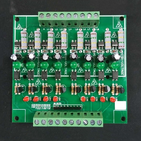 Módulo de aislamiento optoacoplador de 8 canales, 220V, 220V, módulo de detección de CA, guía de tarjeta, versión mejorada ► Foto 1/1