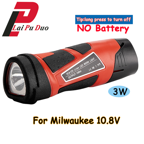 3W 10,8 V-12V antorcha LED luz de trabajo de desparasitación portátil (sin batería, sin cargador) lámparas de linterna recargable de litio para Milwaukee ► Foto 1/6