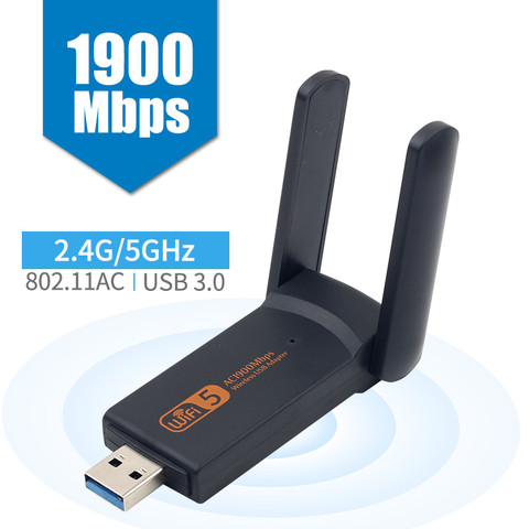 Adaptador WiFi inalámbrico USB de 1900Mbps, Dongle de doble banda, 2,4G/5Ghz, USB 3,0, Lan, 802.11ac, con antena para ordenador portátil y de escritorio ► Foto 1/6