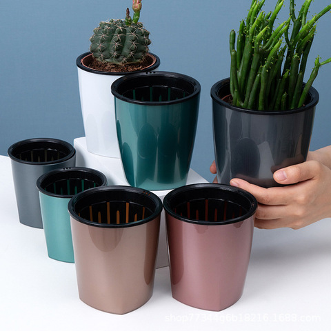 Maceta automática que absorbe el agua para plantas, macetas verdes, balcón, oficina, hogar, suculentas, creativas ► Foto 1/6