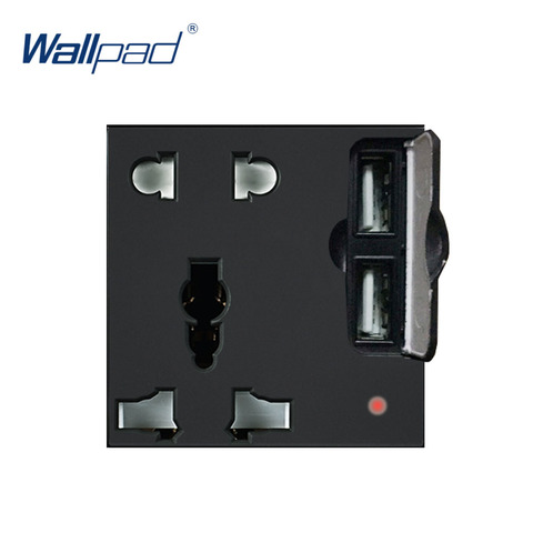 Wallpad-cargador USB 2, 5 pines, llave de función de enchufe Universal con LED para módulo, solo 52x52mm ► Foto 1/1