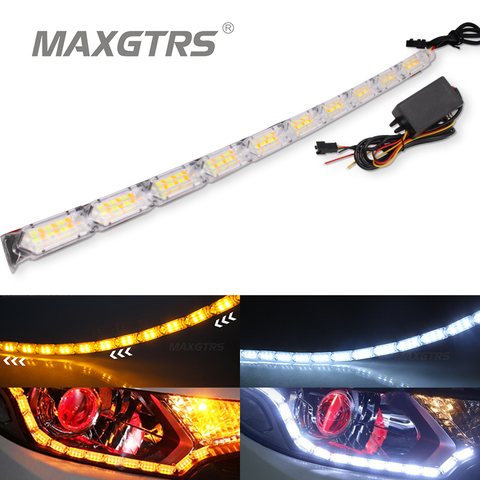 Tira de luces Led Flexible de doble Color para coche, tubo de luz Flexible de cristal claro, DRL, luz de circulación diurna, resistente al agua, estilo de coche, 2 uds. ► Foto 1/6