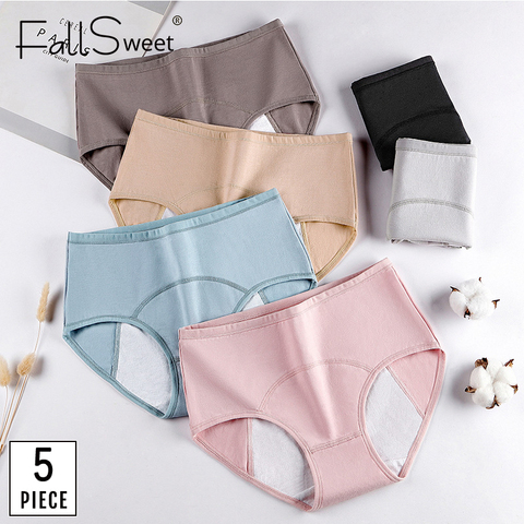 ¡FallSweet 5 unids/pack! Bragas menstruales a prueba de fugas para mujer, ropa interior Sexy de algodón de talla grande ► Foto 1/6