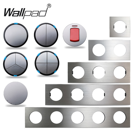 Wallpad-interruptor de luz LED de pared, calentador de agua intermedio de 1, 2, 3 y 4 entradas, de aluminio plateado, CA, DP, 2P, Combinación libre para manualidades, L6 ► Foto 1/6