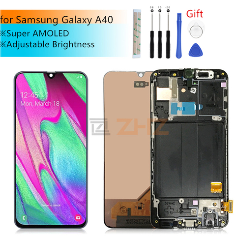 Montaje de digitalizador de pantalla táctil para Samsung A40, piezas de reparación de marco, Super AMOLED, LCD 2022, A40, A405 ► Foto 1/6