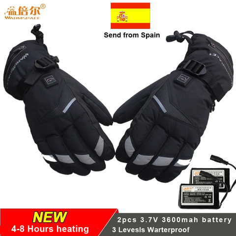 Invierno recargable batería climatizada guantes dedo completo calefacción guantes de esquí de invierno cálido hombres y mujeres táctico impermeable guantes ► Foto 1/6