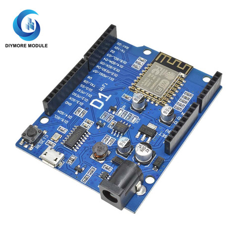 ESP-12E WeMos D1 UNO R3 CH340 CH340G Placa de desarrollo WiFi en ESP8266 escudo electrónico inteligente PCB para Compatible con Arduino IDE ► Foto 1/6