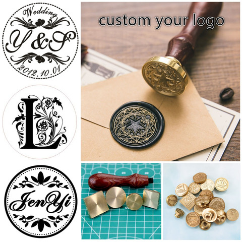 Sello de sello de cera con logotipo personalizado, sello de imagen personalizada para cumpleaños, boda, diseño Retro, suministros artesanales de sellado con nombre ► Foto 1/6