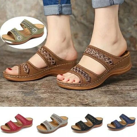 Sandalias ortopédicas para mujer, zapatos de punta abierta de tacón bajo Vintage, zapatos de plataforma, Corrector, sandalias para caminar de esponja ► Foto 1/1