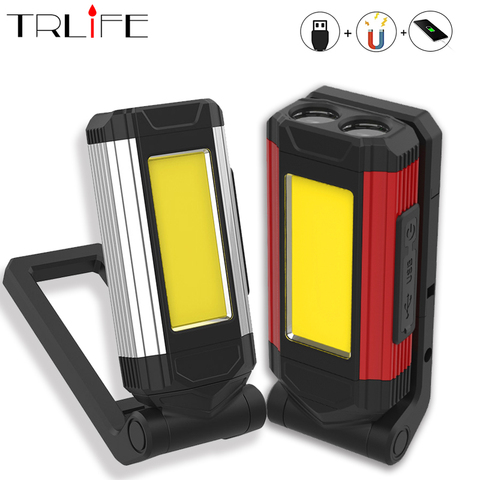 Luz de trabajo COB con imán, linterna LED de 3200mah, lámpara de Camping IPX6, linterna de agua recargable por USB como banco de energía, 2 uds. ► Foto 1/6