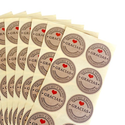 100 unids/pack GRACIAS etiquetas de Kraft pegatinas de papel de etiqueta engomada DIY hecho a mano bolsa de caja de dia 35mm ► Foto 1/6