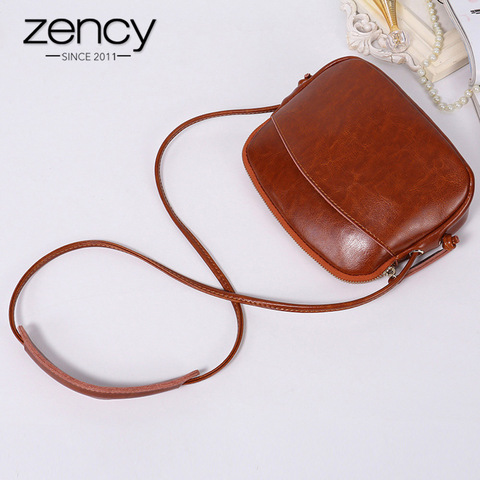 Zency-Bolso de mensajero de piel auténtica para mujer, bolsa de viaje de piel suave 100%, elegante, para teléfono ► Foto 1/6