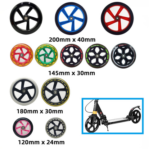 Rueda de patinete duradero de PU con rodamiento ABEC7, 1 unidad de 200mm, 180mm, 175mm, 145mm, 120mm, 40mm, 30mm y 24mm ► Foto 1/6