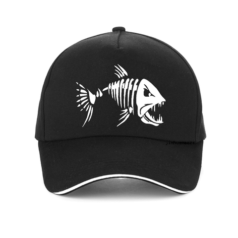 Sombrero con tapa de pesca al aire libre para hombre, gorra de béisbol, Golf, caza, con dibujos de huesos de pescado, snapback ► Foto 1/6