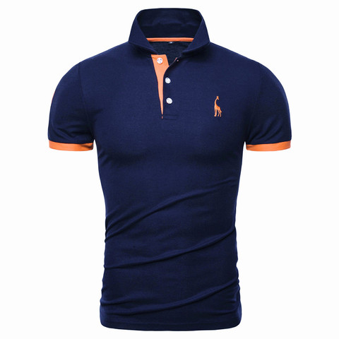 Polos de algodón de marca en 13 colores para hombre, polo bordado, camiseta de jirafa, tops informales de tela, ropa masculina ► Foto 1/6