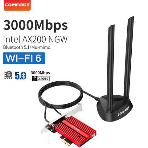 3000Mbps PCIe WIFI 6 tarjeta Wifi AX200 para ganar 10 802 11ac/ax Bluetooth 5,1 Dual banda adaptador inalámbrico antena wi fi tarjeta ► Foto 1/6