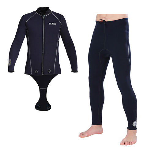 Traje de neopreno de 3mm para hombre traje de neopreno de manga larga traje de buceo de dos piezas para buceo ► Foto 1/6